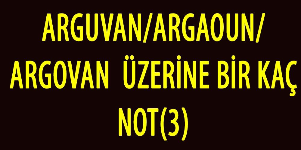 ARGUVAN/ARGAOUN/ARGOVAN  ÜZERİNE BİR KAÇ NOT(3)